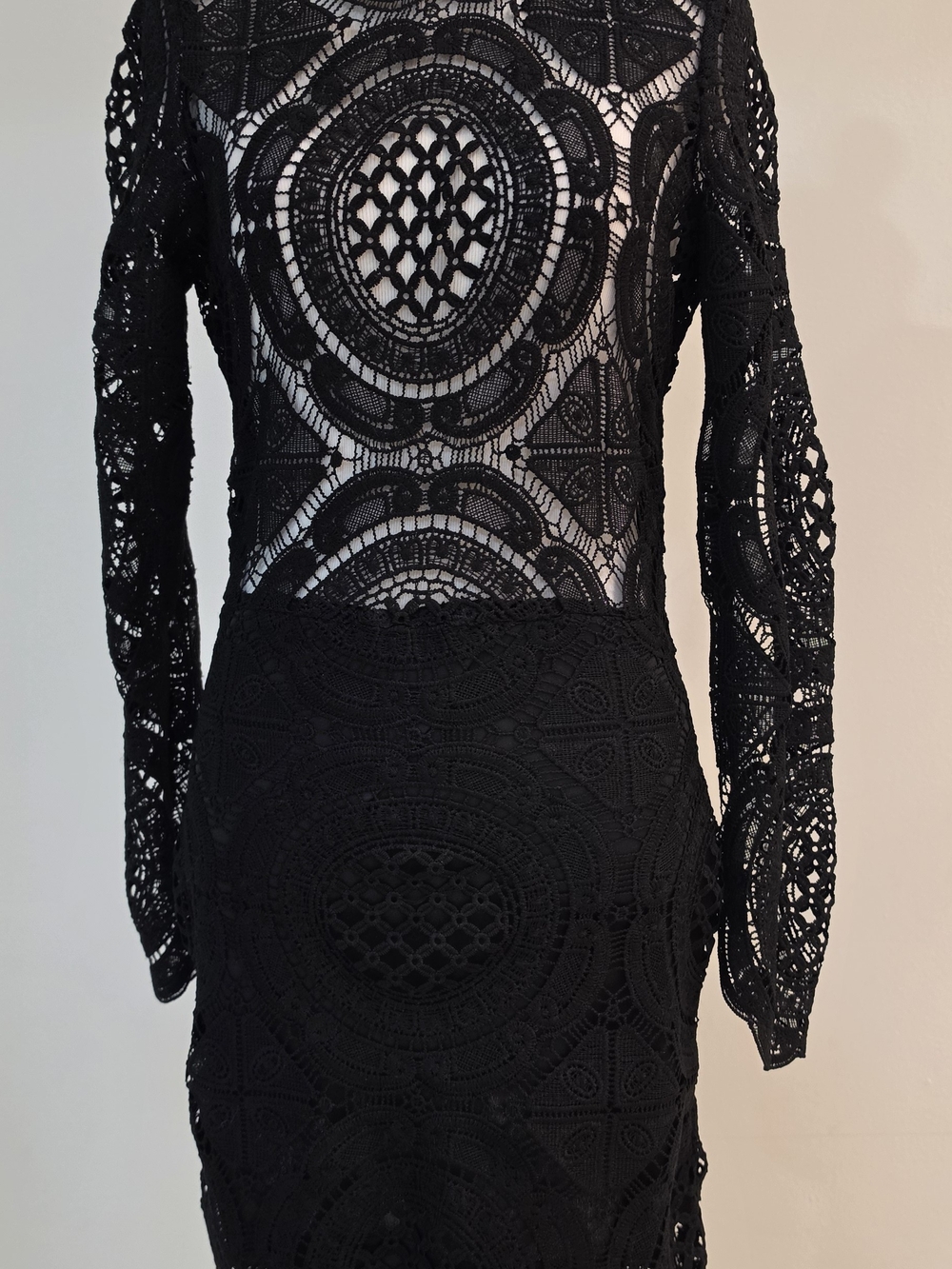 Black Lace Long-Sleeve Bodycon Dress